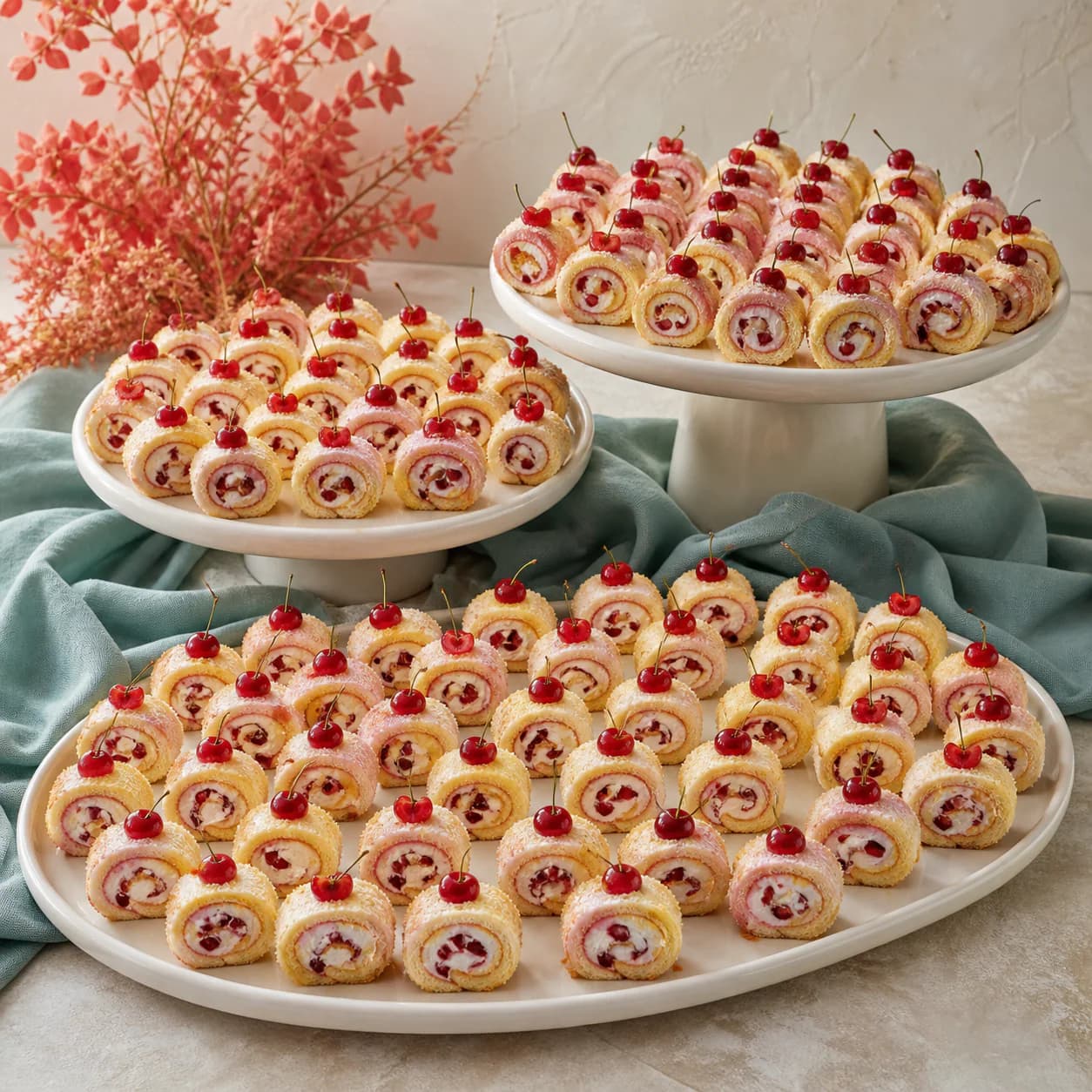 Pionono con frutos rojos cherry